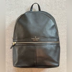 Kate Spade Black (Gold Hardware) Leather Backpack